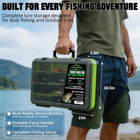 FONMANG Fishing Tackle Kit, Professional Large Tackle Box with Tackle Included, 621pcs Bass Fishing Kit with 15+ Fishing Rigs, 12 Types of Soft Baits, 9 Types of Hard Lures and Multiple Accessories in Kuwait