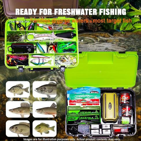 FONMANG Fishing Tackle Kit, Professional Large Tackle Box with Tackle Included, 621pcs Bass Fishing Kit with 15+ Fishing Rigs, 12 Types of Soft Baits, 9 Types of Hard Lures and Multiple Accessories in Kuwait