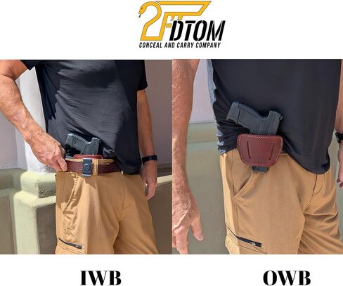 جلد البقر المحبب بالكامل DTOM (غير صناعي) حزام منزلق عالمي IWB أو OWB حزام منزلق بني in Kuwait