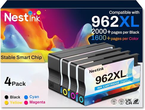 962XL Ink Replacement for HP 962XL Ink Cartridge Combo Pack for the HP Ink 962 XL Work for officejet Pro 9010 Ink Cartridges 9015 9020 9025 Series Printers (Black, Cyan, Magenta, Yellow) in Saudi Arabia