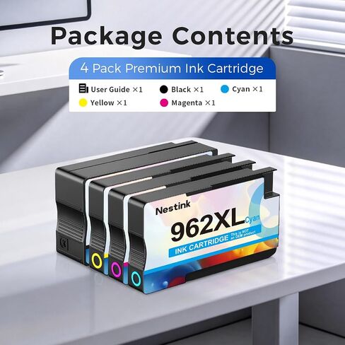 962XL Ink Replacement for HP 962XL Ink Cartridge Combo Pack for the HP Ink 962 XL Work for officejet Pro 9010 Ink Cartridges 9015 9020 9025 Series Printers (Black, Cyan, Magenta, Yellow) in Saudi Arabia