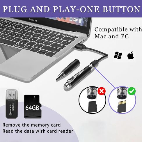 64GB Nanny Cam Security Camera, HD 1080P Mini Body Camera for Indoor Outdoor in Kuwait