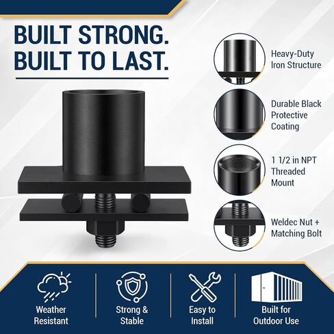 1 Pcs Shipping Container Light Pole Holder Mount Heavy Duty Steel Mounting Bracket Adjustable Container Light Fixture Hardware No-Drill Installation for Lights Cameras Flags Roof Wall in Saudi Arabia