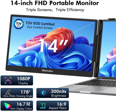 Blackview Laptop Screen Extender,14" 1080P FHD IPS Triple Monitor in Saudi Arabia