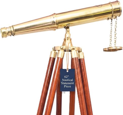 62" Floor Standing Binoculars, Solid Brass, Wood Tripod Stand in Saudi Arabia
