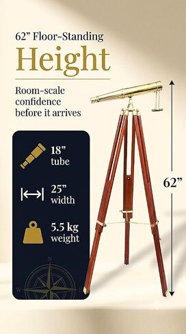 62" Floor Standing Binoculars, Solid Brass, Wood Tripod Stand in Saudi Arabia