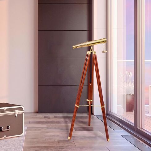 62" Floor Standing Binoculars, Solid Brass, Wood Tripod Stand in Saudi Arabia