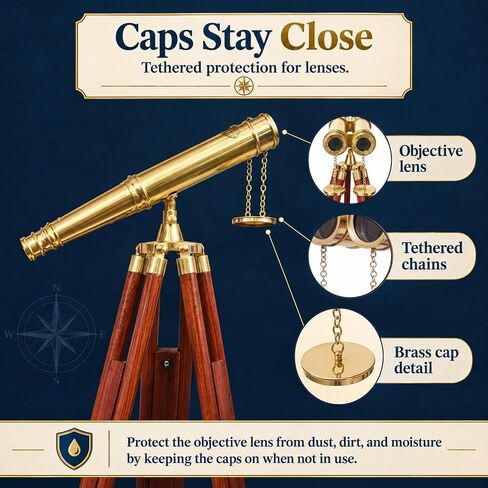 62" Floor Standing Binoculars, Solid Brass, Wood Tripod Stand in Saudi Arabia