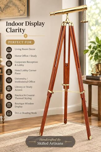 62" Floor Standing Binoculars, Solid Brass, Wood Tripod Stand in Saudi Arabia