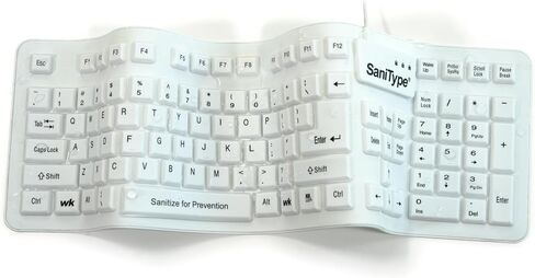 "Soft-Touch Comfort Hygienic Full-Size Flexible Silicone Washable Keyboard (USB) (PS/2) (White) | KBSTFC106-W in Saudi Arabia