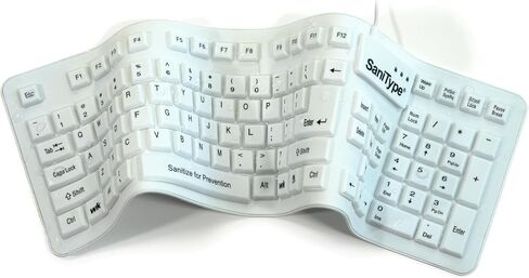"Soft-Touch Comfort Hygienic Full-Size Flexible Silicone Washable Keyboard (USB) (PS/2) (White) | KBSTFC106-W in Saudi Arabia
