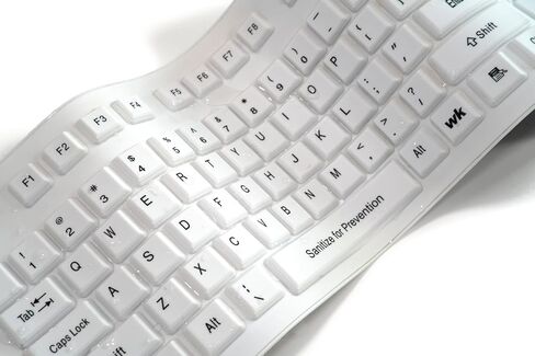 "Soft-Touch Comfort Hygienic Full-Size Flexible Silicone Washable Keyboard (USB) (PS/2) (White) | KBSTFC106-W in Saudi Arabia