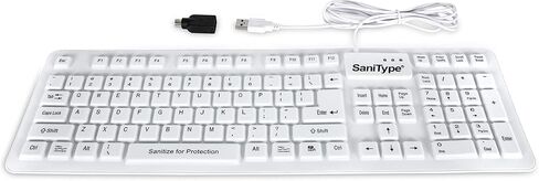 "Soft-Touch Comfort Hygienic Full-Size Flexible Silicone Washable Keyboard (USB) (PS/2) (White) | KBSTFC106-W in Saudi Arabia