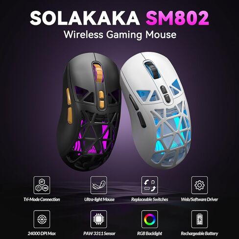 Aula WIN60 HE Pro- 60% Mechanical Gaming Keyboard Wired, Hall Effect Magnetic Switch Keyboard+SM802 Wireless Gaming Mouse,24,000 DPI Max,Lightweight Computer Mouse for Laptop/PC in Kuwait