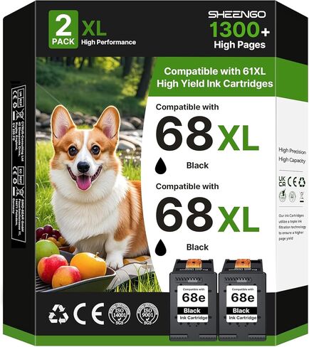 68XL 68e 68 Black Ink Cartridge Replacement for HP Ink 68 68XL 68e Black in Saudi Arabia