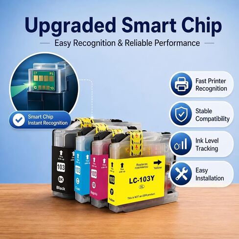 LC103XL Compatible Ink Cartridges Replacement for Brother LC103 LC101 – High Yield Color Ink Works with Brother MFC-J870DW, J6920DW, J6520DW, J450DW Printers (2 Cyan, 2 Magenta, 2 Yellow) in Saudi Arabia