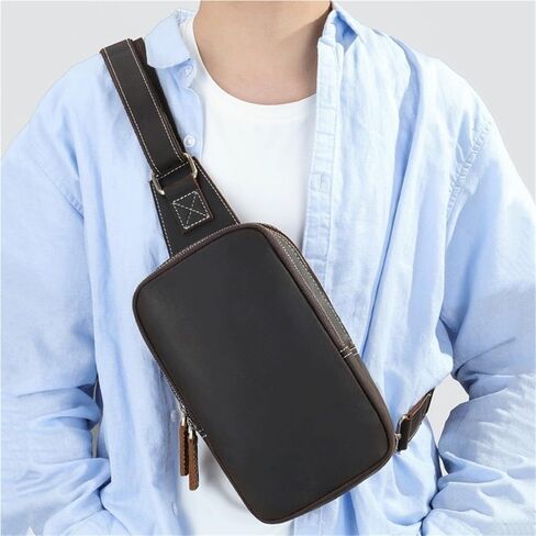 Lightweight Cowhide Sling Bag for Men - Waterproof Crossbody Shoulder Bag for Outdoor, Hiking and Walking Gifts in Saudi Arabia