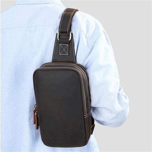 Lightweight Cowhide Sling Bag for Men - Waterproof Crossbody Shoulder Bag for Outdoor, Hiking and Walking Gifts in Saudi Arabia
