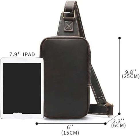 Lightweight Cowhide Sling Bag for Men - Waterproof Crossbody Shoulder Bag for Outdoor, Hiking and Walking Gifts in Saudi Arabia