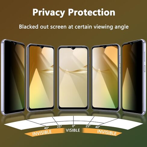 Privacy Tempered Glass Screen Protector for Samsung Galaxy a14 5g Screen Protector, 6.6 inch,Gradient Colorful, Anti-Spy, Anti-Blue Light，No Bubble in Kuwait