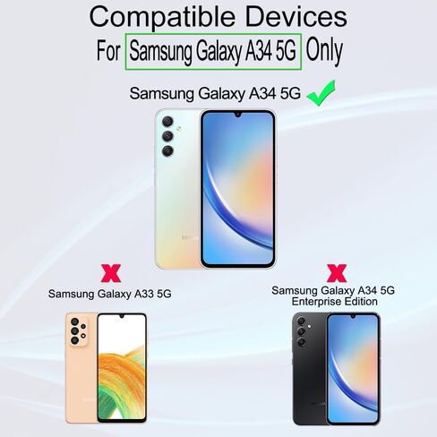 Ibywind Screen Protector for Samsung Galaxy A34 5G(6.6") 2 Pack+1 Pack Camera Len Protector+1 Back Film,9H Tempered Glass,HD Clear,Scratch Resistant,Bubble Free,Easy Install,Fingerprint Compatible in Saudi Arabia