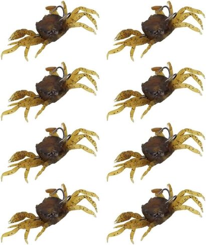 8Pcs Artificial Crab Lures Soft PVC Fishing Bait with Hooks 3D Simulation for Freshwater and Saltwater Fishing Accessory in Saudi Arabia