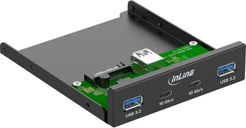 Inline 3.5 Inch Front Panel with 2 x USB-A 3.2 Gen2 and 2 x USB-C 3.2 Gen2, 10 Gb/s, Metal Housing for Desktop PC, Installation Panel, 33456C in Saudi Arabia