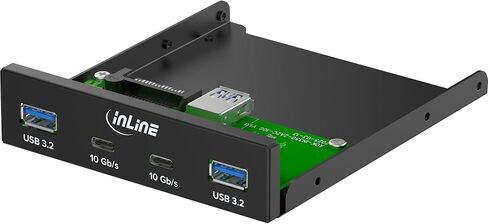 Inline 3.5 Inch Front Panel with 2 x USB-A 3.2 Gen2 and 2 x USB-C 3.2 Gen2, 10 Gb/s, Metal Housing for Desktop PC, Installation Panel, 33456C in Saudi Arabia