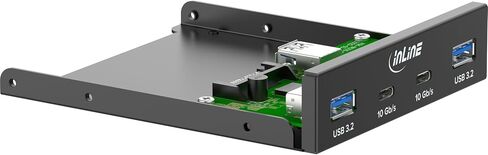 Inline 3.5 Inch Front Panel with 2 x USB-A 3.2 Gen2 and 2 x USB-C 3.2 Gen2, 10 Gb/s, Metal Housing for Desktop PC, Installation Panel, 33456C in Saudi Arabia
