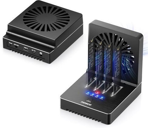 FIDECO M.2 NVMe Cloner and Data Eraser, 4-Bay SSD Cloner Dock with Foldable Cooling Fan in Saudi Arabia