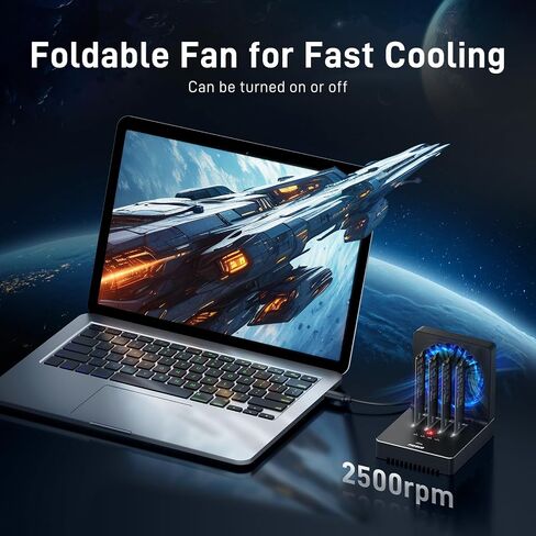 FIDECO M.2 NVMe Cloner and Data Eraser, 4-Bay SSD Cloner Dock with Foldable Cooling Fan in Saudi Arabia