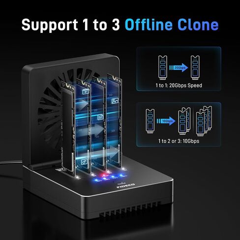 FIDECO M.2 NVMe Cloner and Data Eraser, 4-Bay SSD Cloner Dock with Foldable Cooling Fan in Saudi Arabia