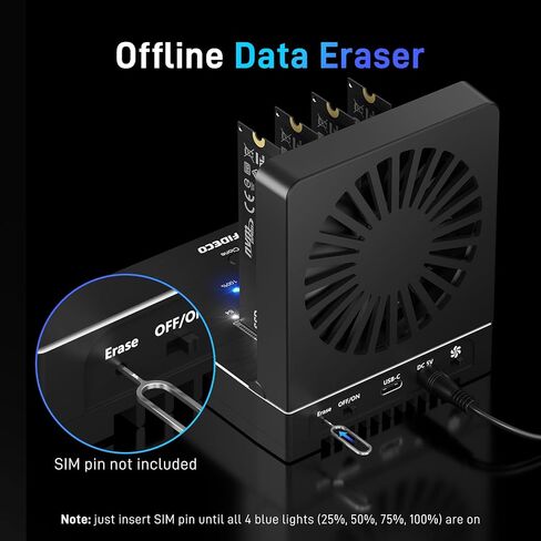 FIDECO M.2 NVMe Cloner and Data Eraser, 4-Bay SSD Cloner Dock with Foldable Cooling Fan in Saudi Arabia