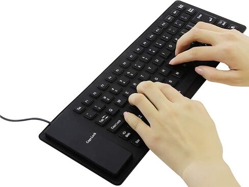 Foldable Silicone Keyboard, USB Wired 85 Keys Waterproof Rollup Silent Typing Soft Touch Keyboard for PC Notebook Laptop(Black) in Kuwait