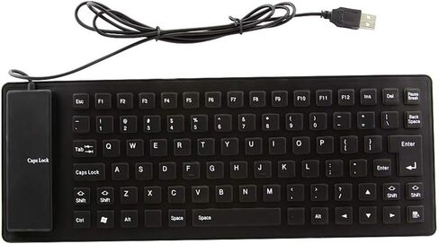 Foldable Silicone Keyboard, USB Wired 85 Keys Waterproof Rollup Silent Typing Soft Touch Keyboard for PC Notebook Laptop(Black) in Kuwait