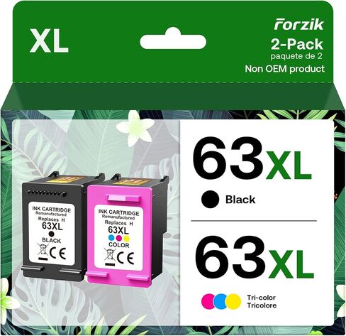 Remanufactured 63XL Ink Cartridge Replacement for HP OfficeJet 3830 4650 4652 5255 Envy 4520 5540 DeskJet 1110 2130, Black, Tri-Color, 2-Pack in Saudi Arabia