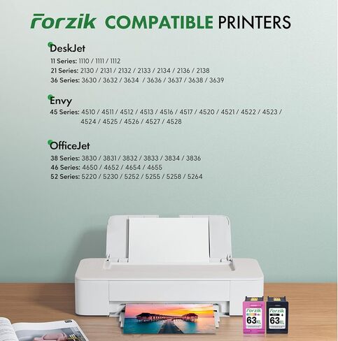 Remanufactured 63XL Ink Cartridge Replacement for HP OfficeJet 3830 4650 4652 5255 Envy 4520 5540 DeskJet 1110 2130, Black, Tri-Color, 2-Pack in Saudi Arabia