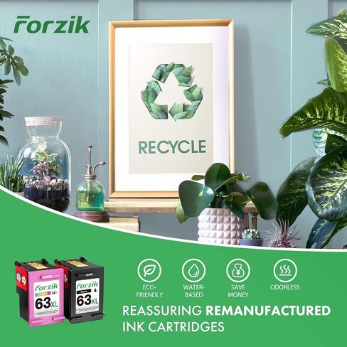 Remanufactured 63XL Ink Cartridge Replacement for HP OfficeJet 3830 4650 4652 5255 Envy 4520 5540 DeskJet 1110 2130, Black, Tri-Color, 2-Pack in Saudi Arabia