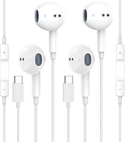2 Pack USB C Headphones for iPhone 16/15 Earbuds USB C Wired Earphones with Mic & Remote Control Noise Cancelling for iPhone 16 pro, iPad Pro, Galaxy S23/S22/S21/S20/Ultra Note 10/20, Pixel 7/6/6a in Saudi Arabia