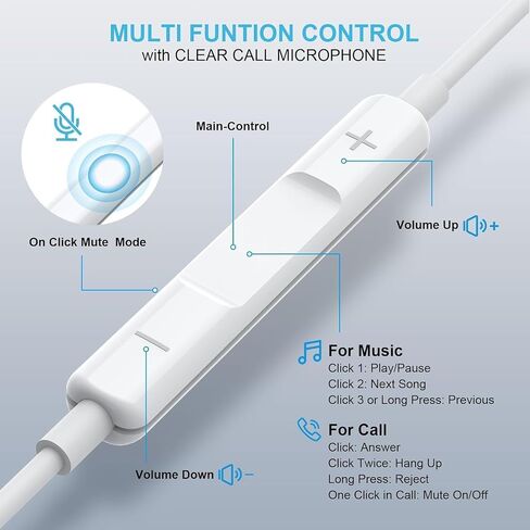2 Pack USB C Headphones for iPhone 16/15 Earbuds USB C Wired Earphones with Mic & Remote Control Noise Cancelling for iPhone 16 pro, iPad Pro, Galaxy S23/S22/S21/S20/Ultra Note 10/20, Pixel 7/6/6a in Saudi Arabia