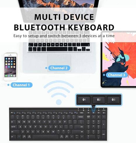 iClever BK10 Bluetooth Keyboard, Universal Bluetooth 5.1 Wireless Keyboard with Number Pad, Ergonomic Design, Multi-Device Compatibility, Stable Connection for Mac, iPad, iPhone, Android, Windows in Saudi Arabia