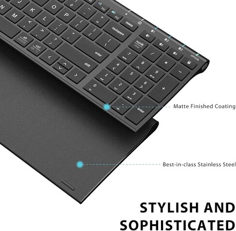 iClever BK10 Bluetooth Keyboard, Universal Bluetooth 5.1 Wireless Keyboard with Number Pad, Ergonomic Design, Multi-Device Compatibility, Stable Connection for Mac, iPad, iPhone, Android, Windows in Saudi Arabia
