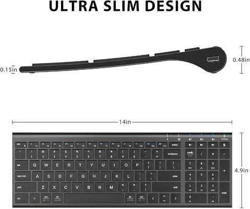 iClever BK10 Bluetooth Keyboard, Universal Bluetooth 5.1 Wireless Keyboard with Number Pad, Ergonomic Design, Multi-Device Compatibility, Stable Connection for Mac, iPad, iPhone, Android, Windows in Saudi Arabia