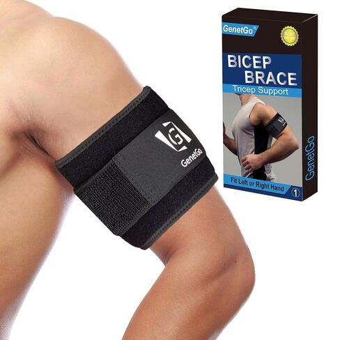 GenetGo Bicep & Tricep Tendonitis Brace Compression Sleeve - Pain Relief for Bicep and Tricep Muscle Strains, Upper Arm Support (L/XL Width-4") in Saudi Arabia