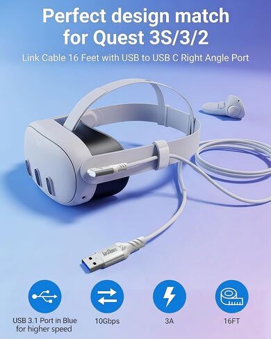 Link Cable 16FT, 10Gbps USB 3.1 for Meta Quest 3/3S/2/Pro/Pico 4 VR in Kuwait