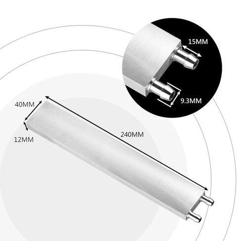 Aluminum Water Cooling Block Liquid Cooler, 240 * 40 * 12mm CPU Graphics Heatsink with 9.3mm Connector, Internal Flow Channel Brazed Cooler for Multiple Industrial Cooling Scenarios in Kuwait