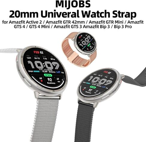أحزمة ساعة Amazfit Active 2 /Active، 20 مم حزام معصم بديل قابل للتنفس معدني لـ Amazfit GTR mini/Bip U Pro/Bip 3/3 Pro/GTS/GTS 4/3/2 للنساء والرجال in Saudi Arabia