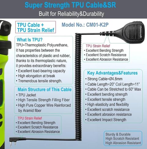 commountain Heavy Speaker Mic Compatible for Baofeng Radios BF-F8HP UV-82HP UV-5R UV82 UV82C UV5R5 UV5RA UV5RE UV5X3 and Kenwood BTECH Retevis Samcom Radios, Walkie Talkie Microphone in Saudi Arabia