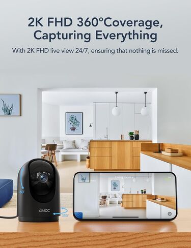 GNCC Security Camera, 2K Indoor Camera 360° Cameras for Home Security in Saudi Arabia