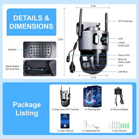4K Dual Lens Security Camera Outdoor PTZ 2.4G/5G WiFi with Human Track in Saudi Arabia